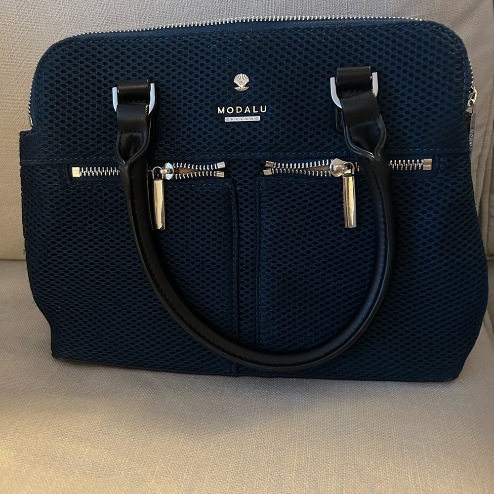 Moda Navy Mesh Satchel Handbag